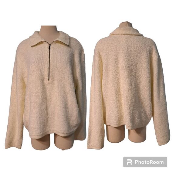 Teeberry & Weave Golly Sherpa Fur Quarter Zip Pullover Off White XXL NWT - Picture 4 of 15